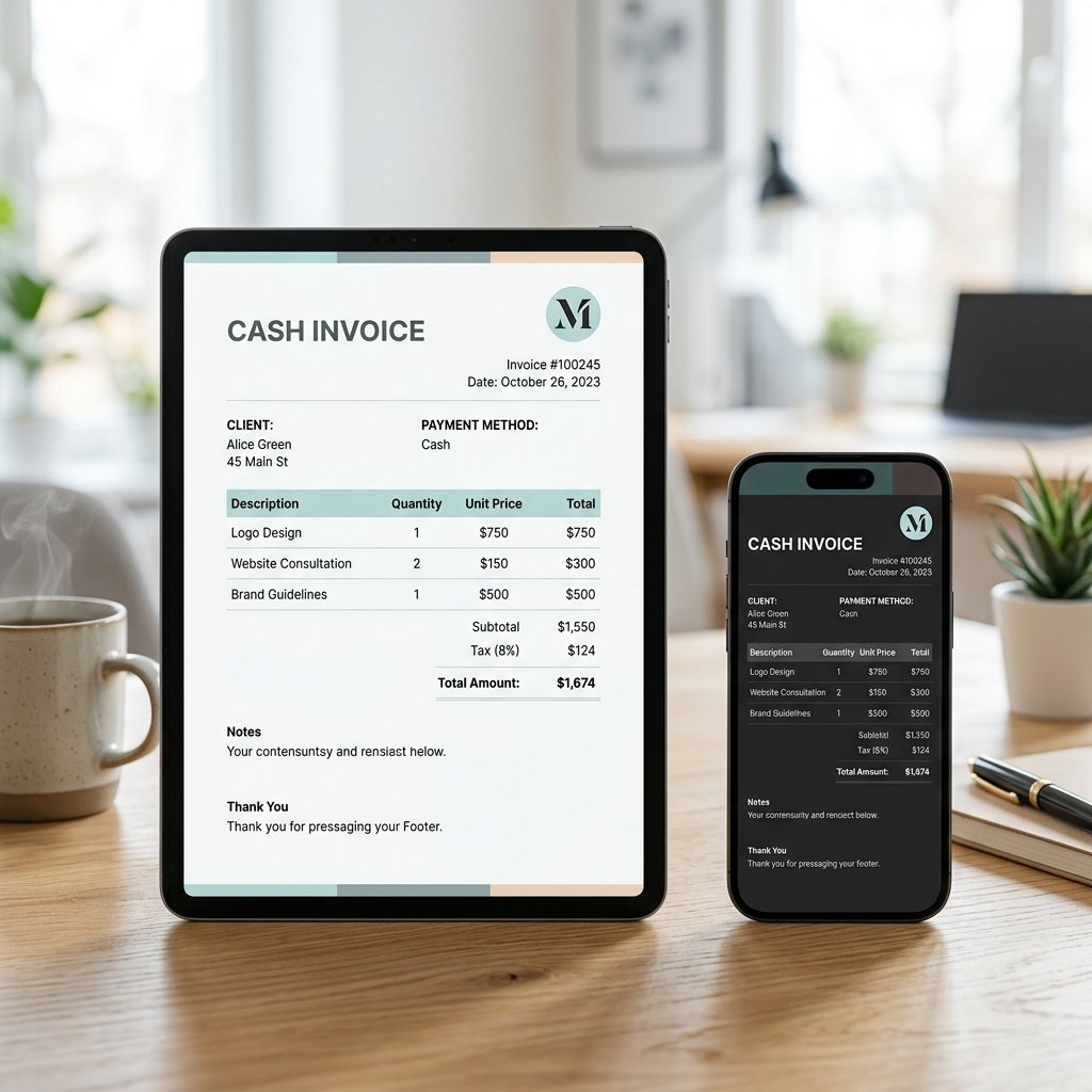 Non-GST Cash Memo invoice mockup
